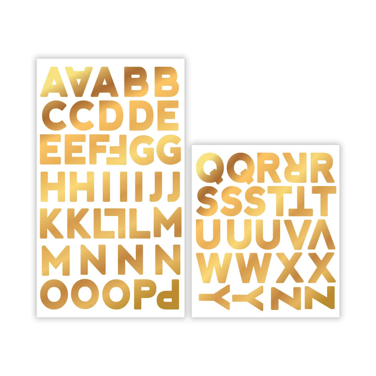 12 Packs: 62 ct. (744 total) Iron-On Gold Foil Block Alphabet by Make Market®